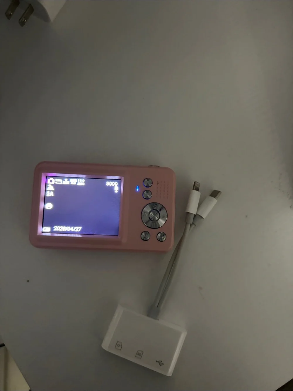 Compact Pink Digital Camera with USB Cable